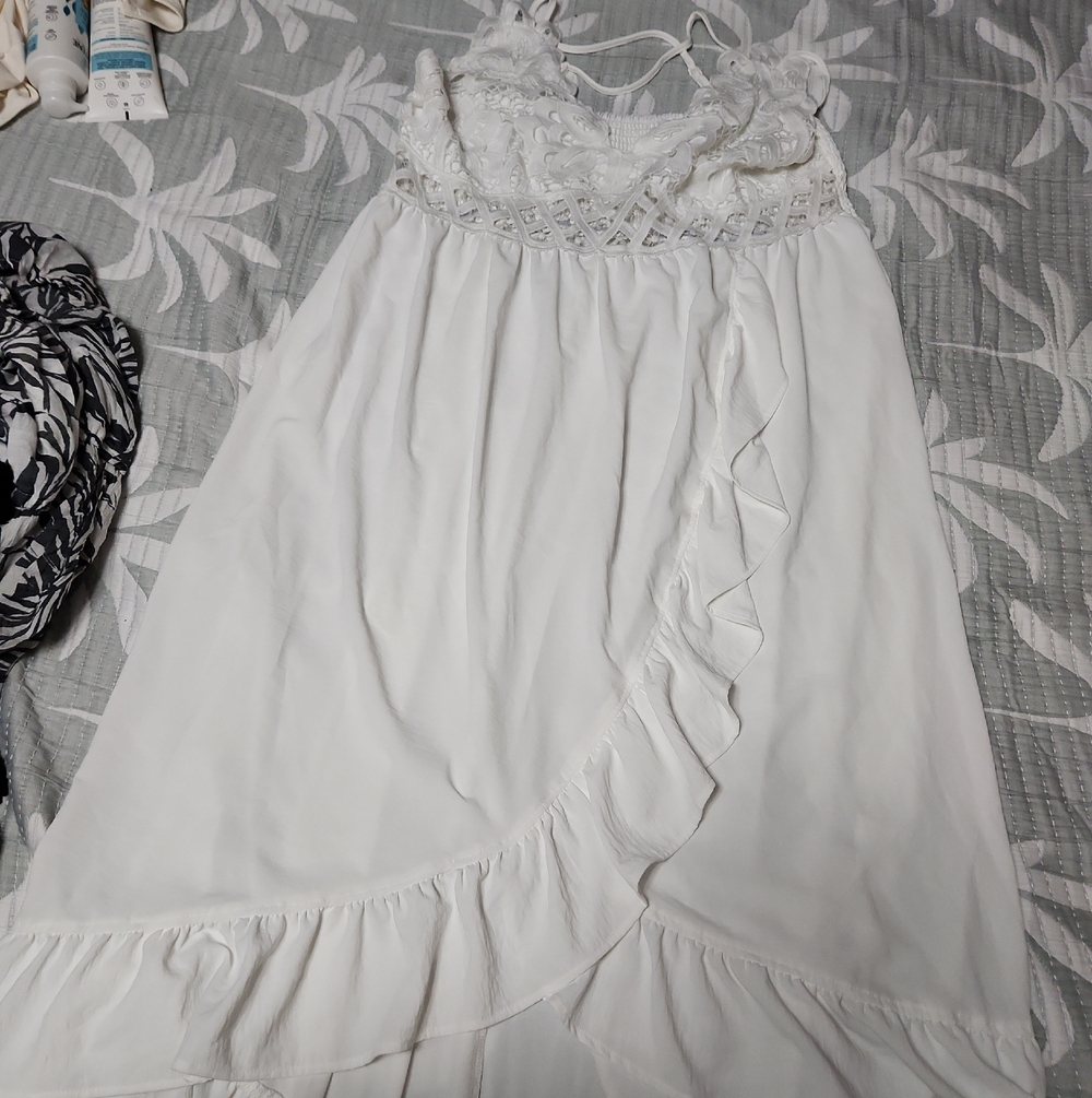 SHEIN White High-Low Ruffle Sundress